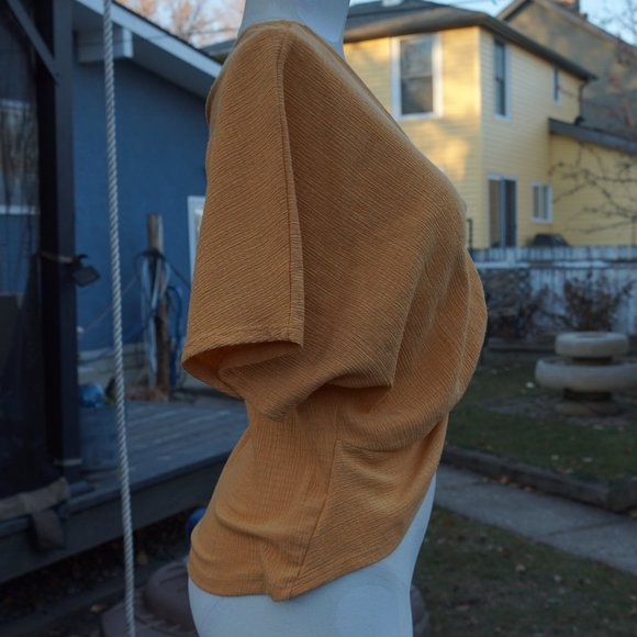 mustard tie up deep v crop top - Picture 5 of 7